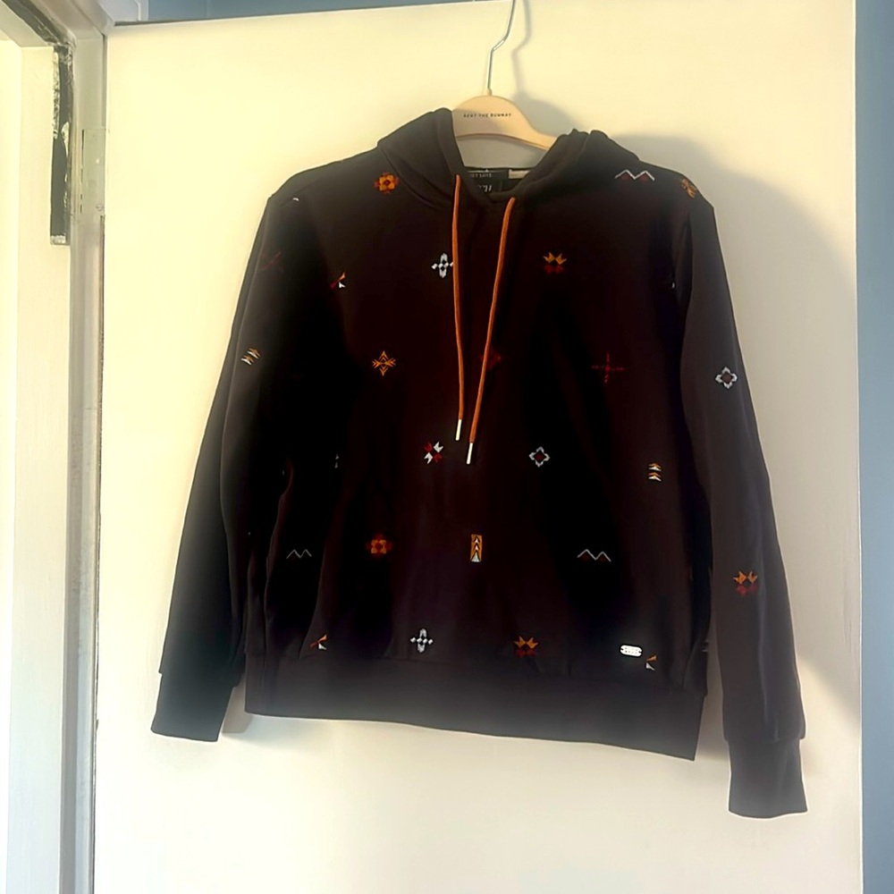 Scotch and Soda Embroidered Navy Geo Print Sweatshirt Hoodie size Small